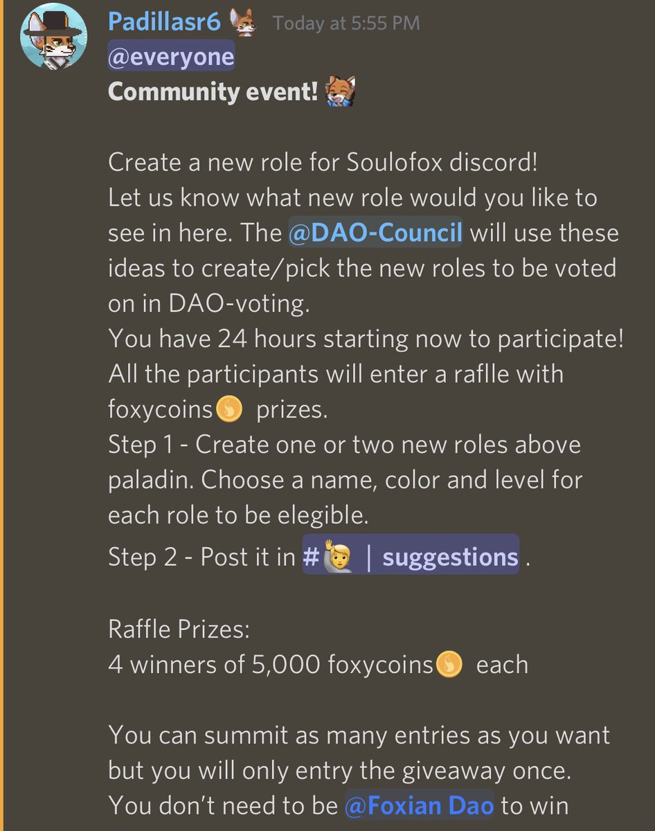 soulofoxNFT's tweet photo. The newest community event is LIVE! With our Diamond Den filling up with Paladins, it’s time for a higher rank! Help us decide the name, color and level requirements for that and be entered to win 4,000 Foxycoins! https://t.co/ApeJwUrlR5