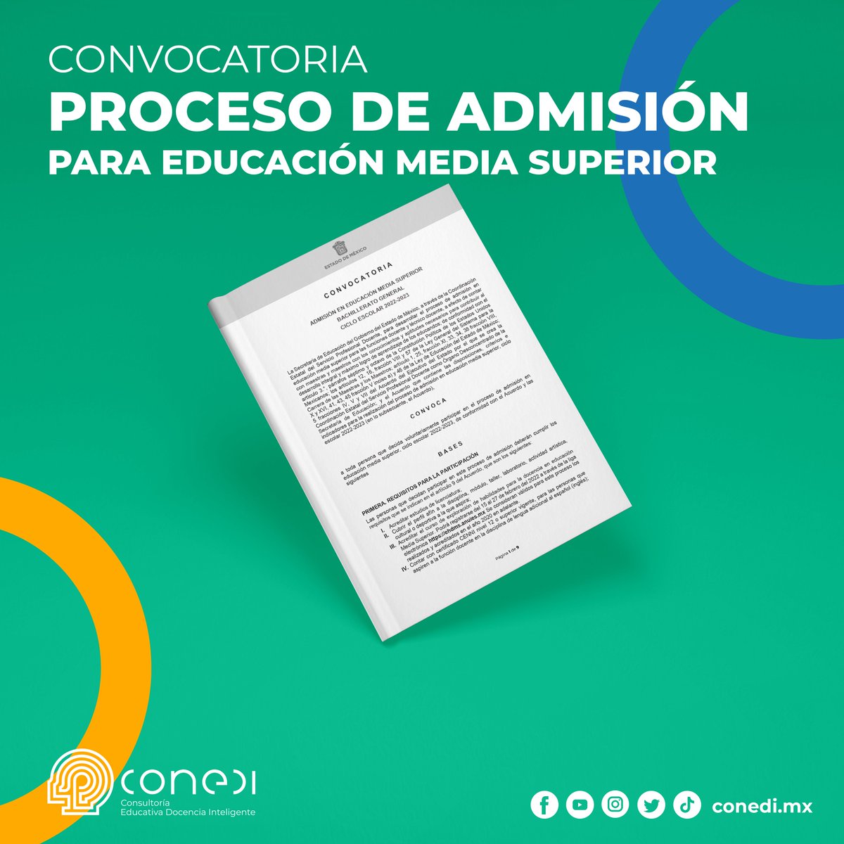 CONEDIMX's tweet photo. 📌 Les compartimos la Convocatoria para el Proceso de Admisión para Educación Media Superior y el Catálogo de Perfiles Profesionales a cubrir por las Personas Participantes en el proceso.
Estado de México.
Ciclo Escolar 2022-2023
https://t.co/2Bt0KaTFr6 https://t.co/pZM2ry73tF