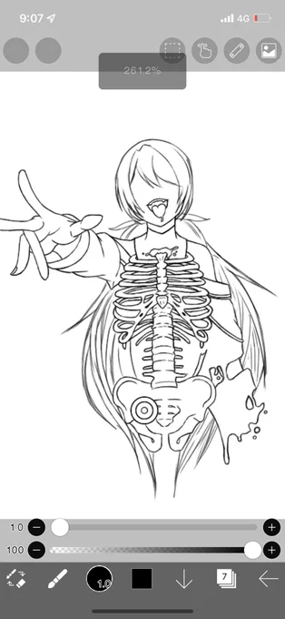 線画が太すぎる気がするので
とりあえず消しゴムとかで
削っていきます 