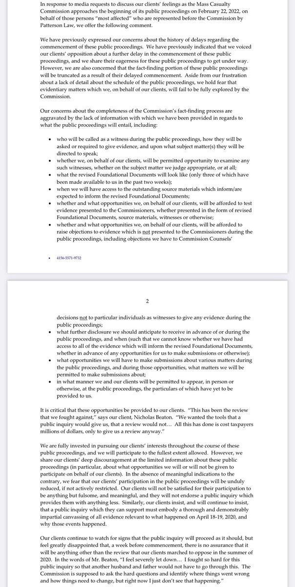 elizmcmillan's tweet photo. Lawyers representing 23 participants, including many families, fear that long-awaited public hearings into the mass shooting will fail to adequately explore evidence and fall short of the thorough inquiry for which their clients pushed.
Here is the release from Patterson Law: https://t.co/q3XvMj9qre