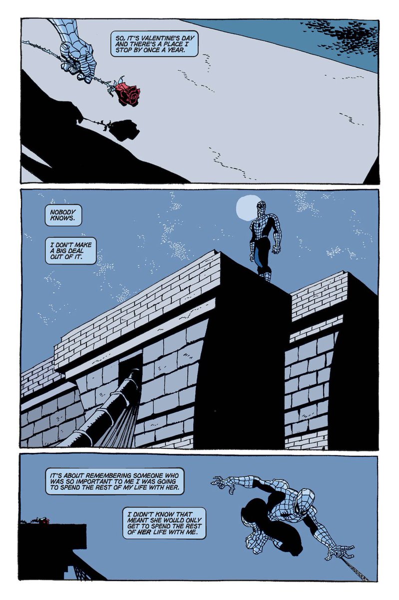 2turnttonystark's tweet photo. Spidey leaves a rose for Gwen Stacy every year on Valentine’s day, if that shit doesn’t tug at your heart strings what does #SpiderMan #PeterParker #GwenStacy #MarvelGOATs #MarvelStudios https://t.co/tbAfEdGqa3
