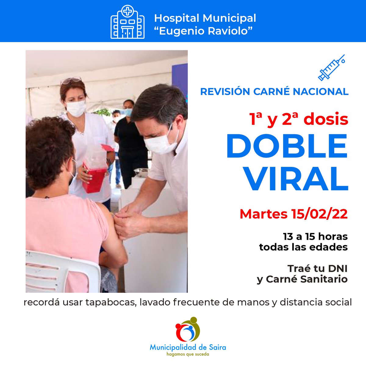 💉 Vacuna de la #DobleViral para completar el Calendario Nacional de Vacunación.