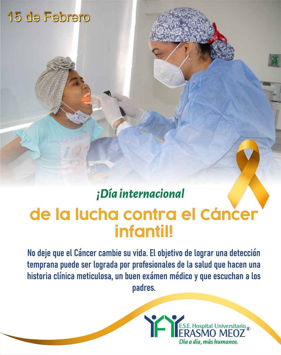 ese_huem's tweet photo. Hoy es el día internacional de la lucha contra el Cáncer infantil y desde la ESE HUEM nos unimos a la campaña mundial en pro de detectar a tiempo esta enfermedad en nuestros niños, por eso los invitamos a estar atentos ante cualquier signo de alerta que vean en sus menores. https://t.co/m5pVWCuQnX