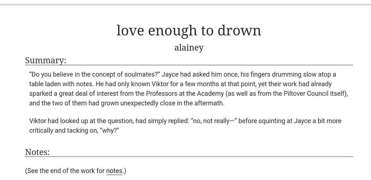 JayvikValentine's tweet photo. "Do you believe in the concept of soulmates?" Jayce had asked him once, his fingers drumming slow atop a table laden with notes.

✨ a soulmate au (sans soulmates), written by @alainey_lee ✨

read on ao3 — https://t.co/PVELy5RgDb
#jayvikvalentine #Jayce #Viktor #arcane https://t.co/iMjhRMAodf