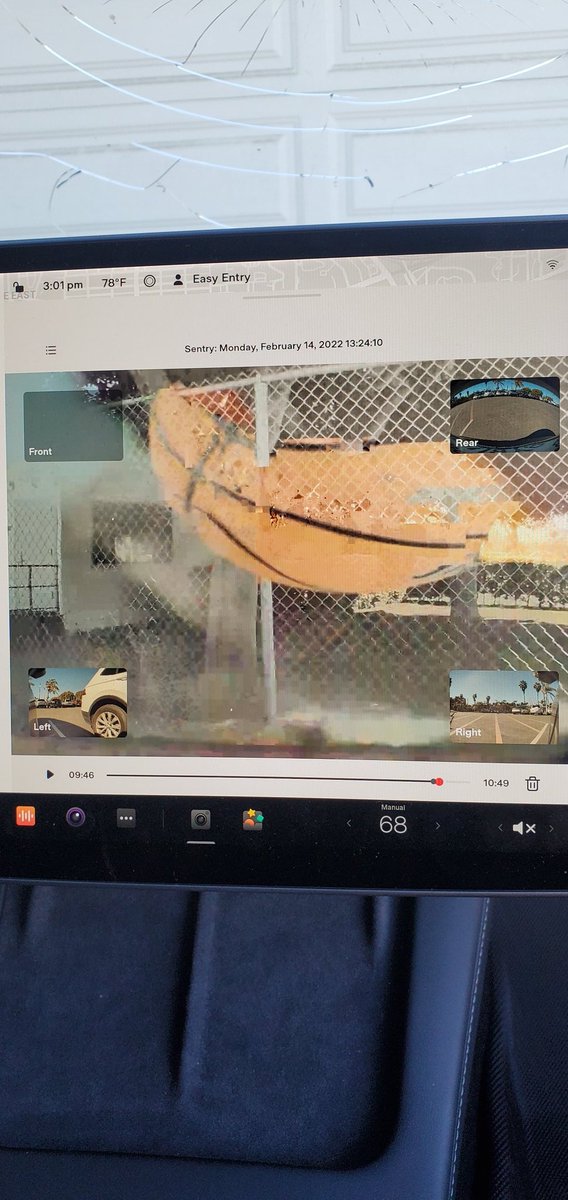 autobot831's tweet photo. @elonmusk @elonmusk will you make a stronger windshield. Basketball hit my tesla model 3 windshield and cracked it really bad https://t.co/e9OQiWyoOu