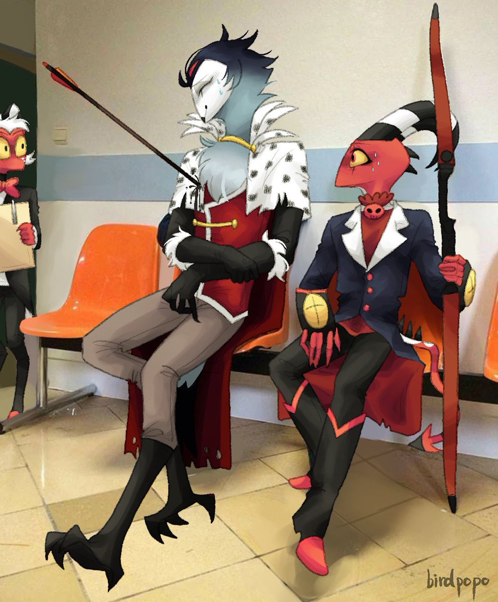 Stolas Injured #StolitzWeek2022 Day2: injured🩹 Blitzo: Ugh, I am sorry... Stolas: It's ...