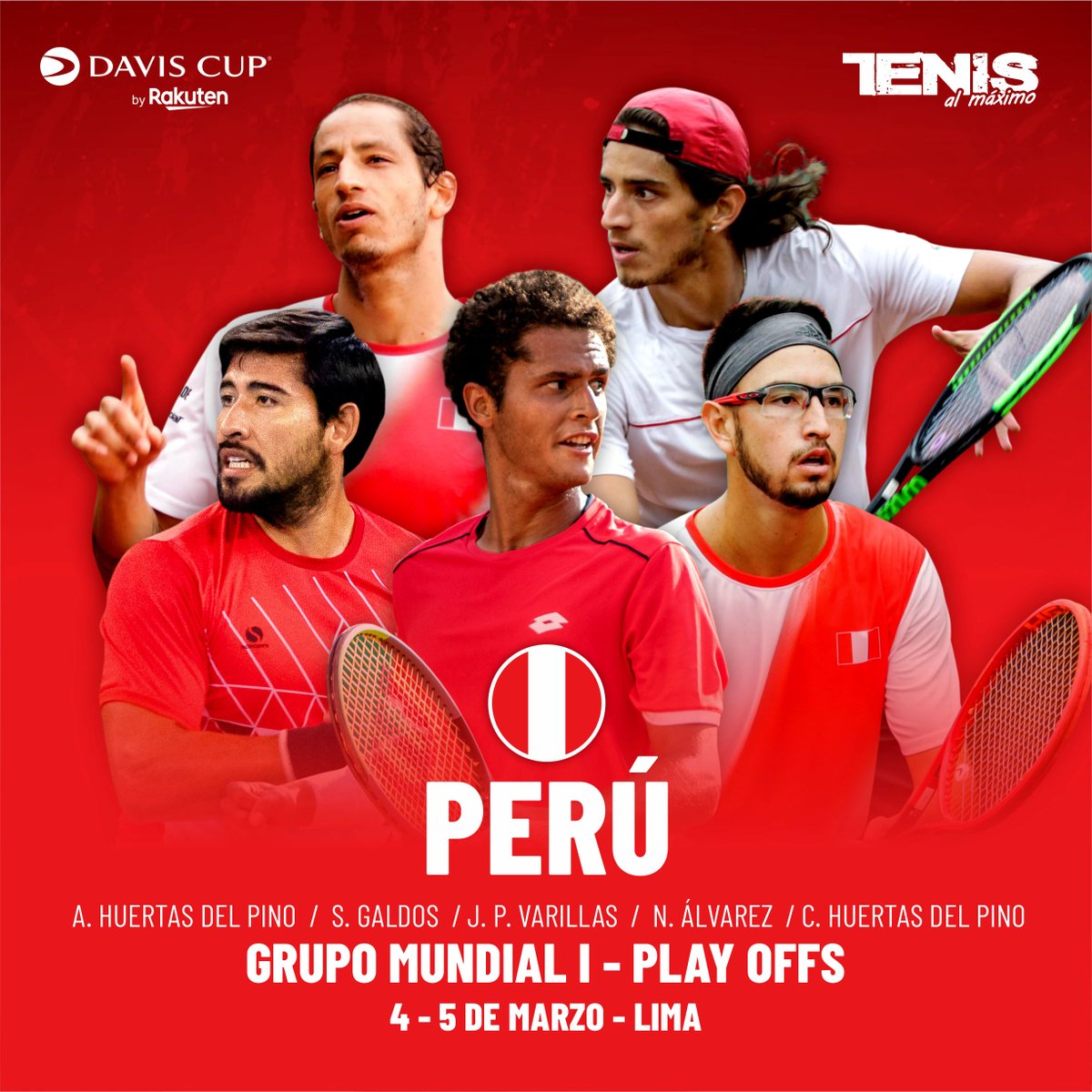 Tenisalmaximo's tweet photo. #CopaDavis | La @FEDTENISPERU presentó al quinteto nacional que nos representará en Copa Davis Play Offs Grupo Mundial I que enfrentará a Bolivia...
¡Vamos!
#ModoDavis #DavisCup #TenisalMáximo #TenisxTAMTV #VamosPeruanos https://t.co/Ekgrw9iKl1
