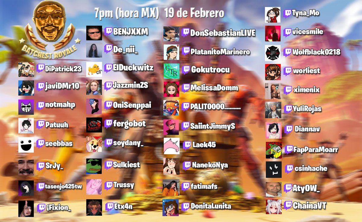 pepejaCup's tweet photo. 🏆ESTOS SON LOS CONFIRMADOS PARA EL MINI TORNEO DE FORTNITE🏆

Suerte a todos, y nos vemos este sábado 19 a las 7pm (hora MX) 
;) https://t.co/BrcFk5BcG7