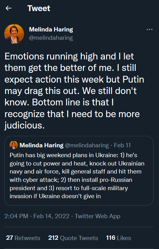 richimedhurst's tweet photo. Incredible. When Putin doesn't invade and all your warmongering predictions turn out to be bullshit, just keep going and saying that it might still happen: https://t.co/N3D0gtlGgt