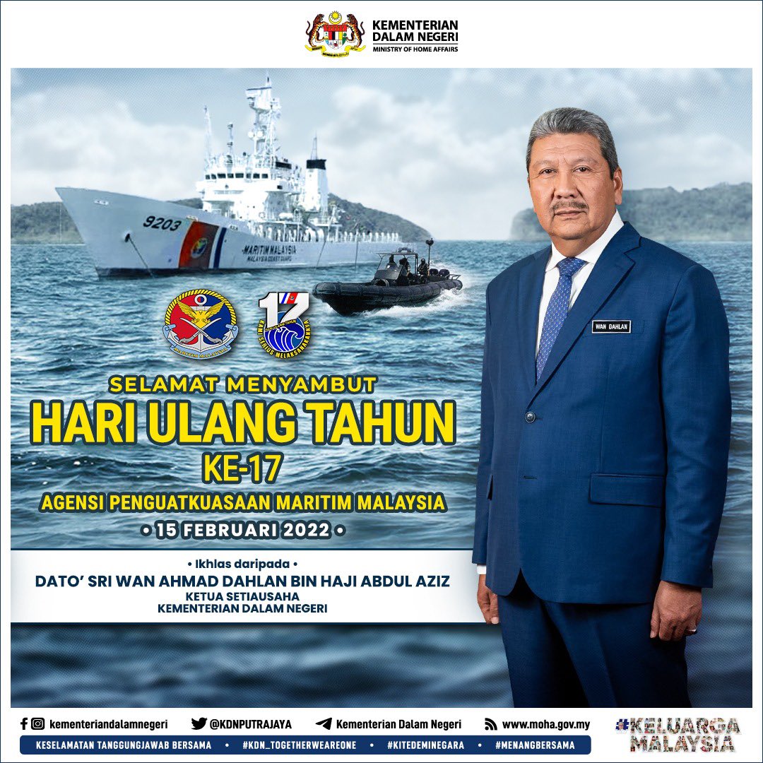 Selamat Menyambut Hari Ulang Tahun ke-17 Agensi Penguatkuasaan Maritim Malaysia <a href="/MYCoastGuard/">Malaysia Coast Guard</a> facebook.com/10006377627543…