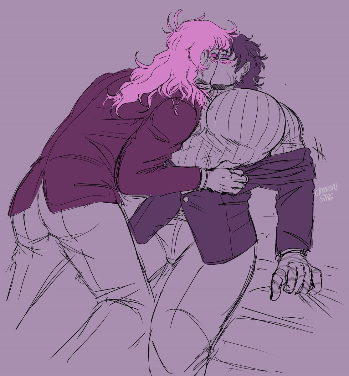 CannibalStagg's tweet photo. Old men kissing .  💜❤️
Some cute sketchy doodles for Valentine I will have to render someday.  🥺👉👈 
Also I finally found Pink human name. He 's called Philéas😉 https://t.co/PGIK0wftML
