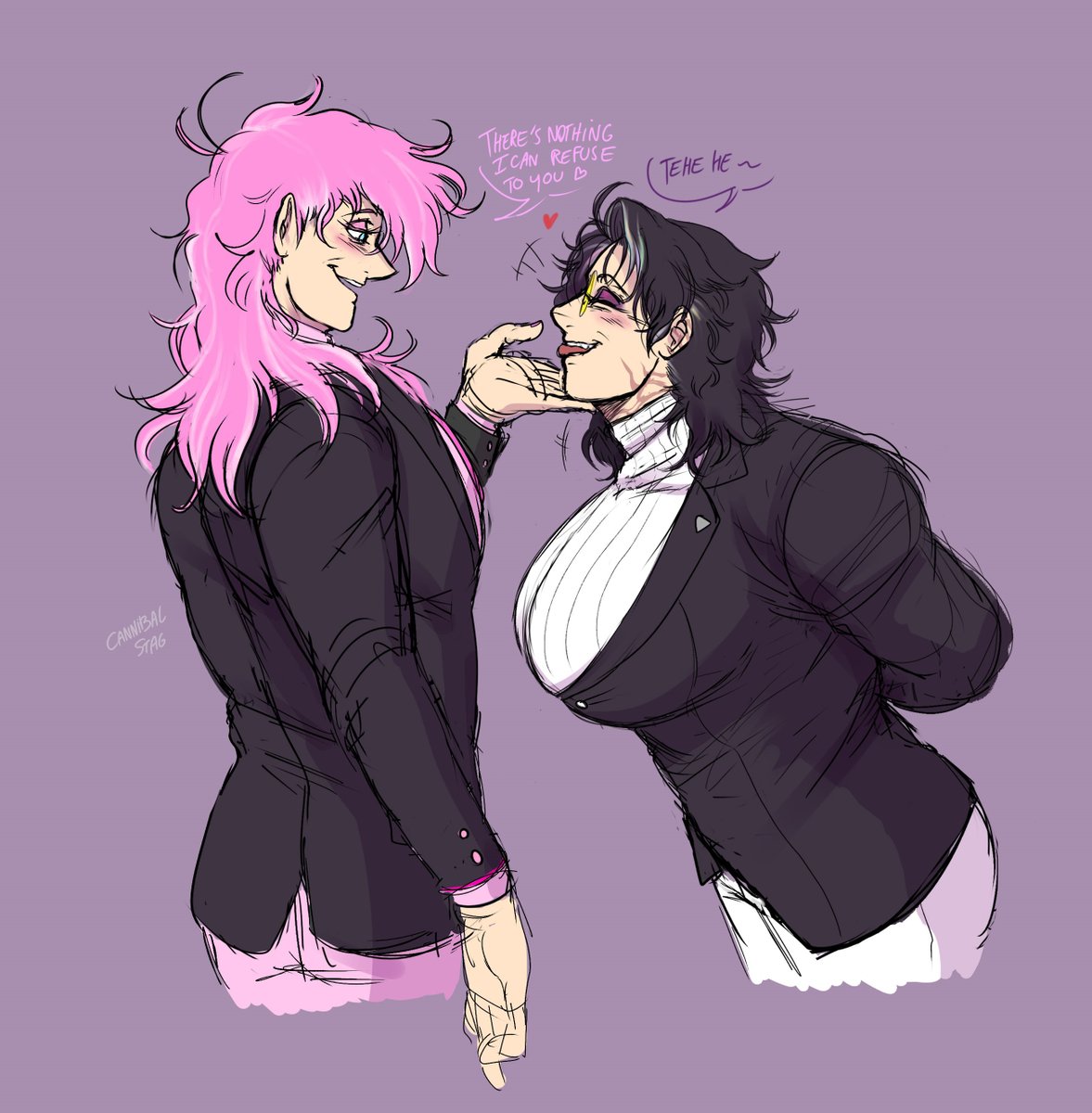 CannibalStagg's tweet photo. Old men kissing .  💜❤️
Some cute sketchy doodles for Valentine I will have to render someday.  🥺👉👈 
Also I finally found Pink human name. He 's called Philéas😉 https://t.co/PGIK0wftML