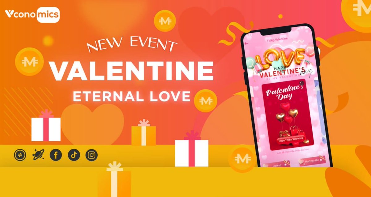 Vconomicsio's tweet photo. 💝💝GET UP TO 5100 #MICS WITH "VALENTINE - ETERNAL LOVE"

⏰ 14 - 20 Feb, 2022
🔆 On Vconomics, Facebook, Tiktok, Instagram.

👉 Details: https://t.co/prk7VcSxIh

👩‍❤️‍👨With #Vconomics, you can use
#NFTs to represent eternal love
Vlove to send Gifts
#Valentine cards to send messages https://t.co/rkEBKK992H
