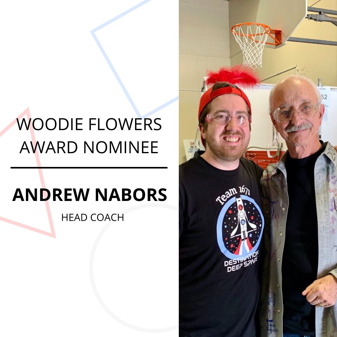 Meet our nominee for the Woodie Flowers Award, our Head Coach, Andrew Nabors! We can't thank him enough for all the years he has given to our team as a member and as a mentor. Good luck at regionals, Mr. Nabors!
#buchananbirdbrains #firstroboticscompetition #woodieflowers