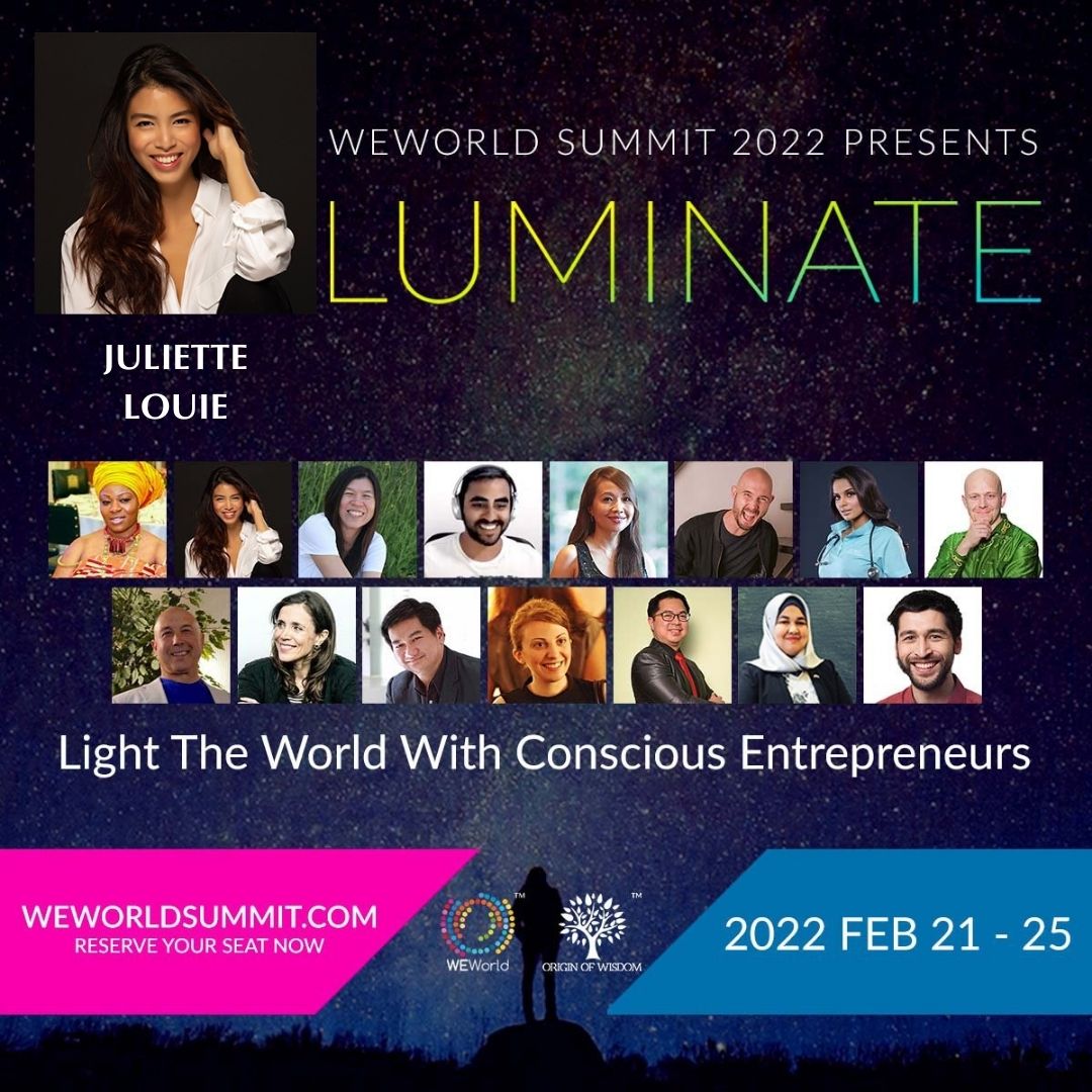 Juliette Louie, #MissHongKong 2017
FOUNDER • No Bullshit Factory
⭐️ MY OH-SO GLAMOROUS LIFE

⏲️📅
FEB 24, 9 pm – 10 pm (UTC-5)
FEB 25, 10 am – 11 am (UTC+8)

REGISTER NOW (FREE):
weworldsummit.com 

 #nobullshitfactory #luminate2022 #weworldsummit