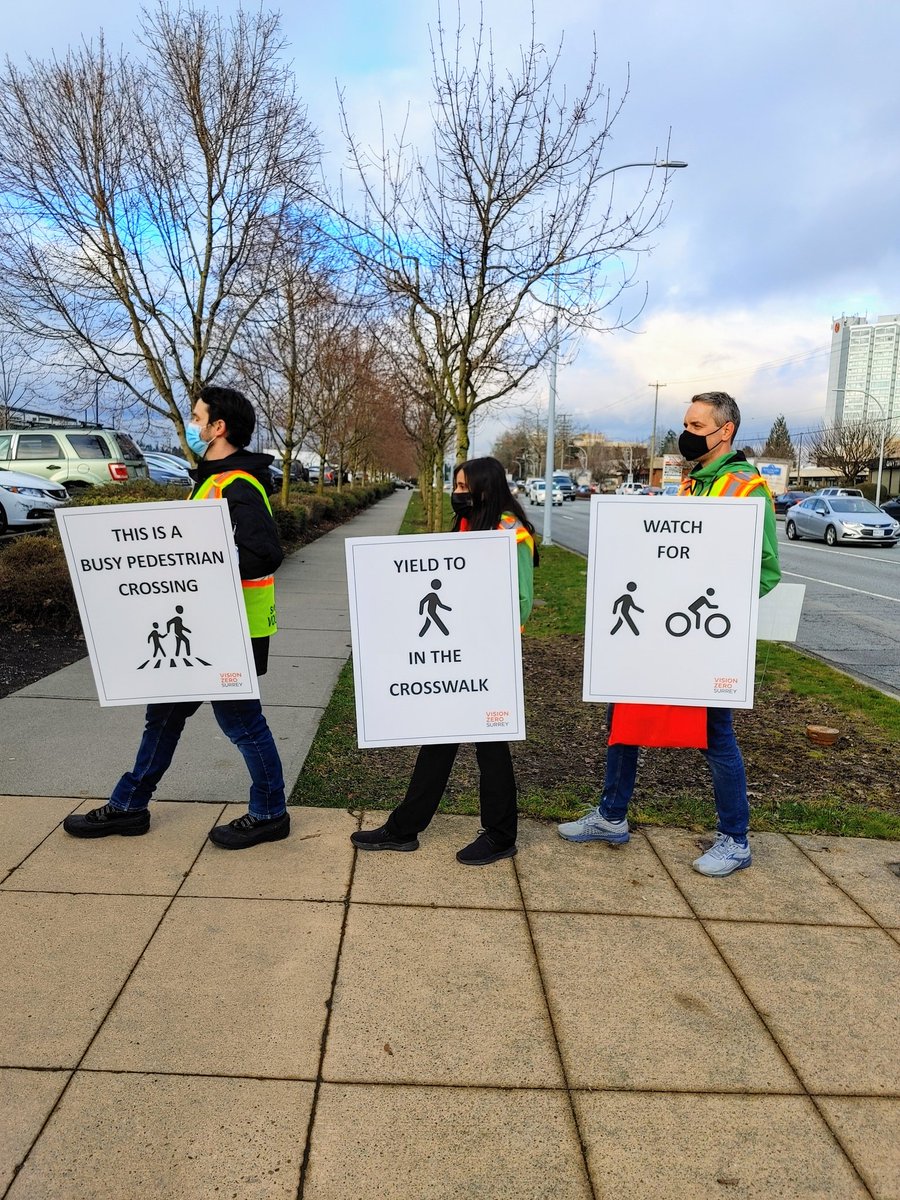 RoadSafetyKaren's tweet photo. A great afternoon spent in the busy Guildford area with the @PreventCrimes volunteers, @SurreyRCMP & the @CityofSurrey #VisionZeroSurrey team reminding drivers to watch for 🚶🚶♂️ & 🚴♂️ #KnowYourPart & drive safely. Pedestrians also be visible, make 👀 contact, & use crosswalks https://t.co/agRJx81uvh
