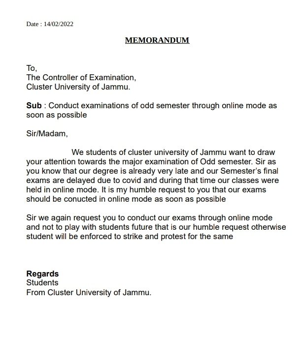 clujammu's tweet photo. Memorandum given by students of Cluster university of Jammu constituent schools &amp; colleges. #clusteruniversityofjammu #clujammu
#clusteruniversityjammu
#Onlineexamsforjammustudents https://t.co/30wGSILvVe