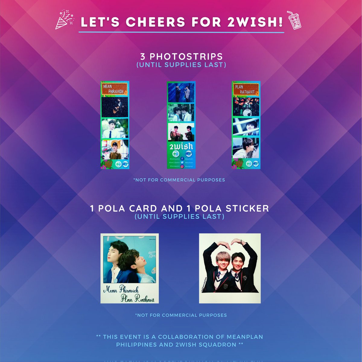 [CHEERS FOR 2WISH: OFFICIAL EVENT FREEBIES - PART 1] 🎁

Hi 2wishers! MeanPlan's Birthday Celebration and Cup Sleeve Event on February 27, 2022 is fast approaching so it is about time to unveil the preview photos of our official event freebies. 😉

#CheersFor2wishPH2022