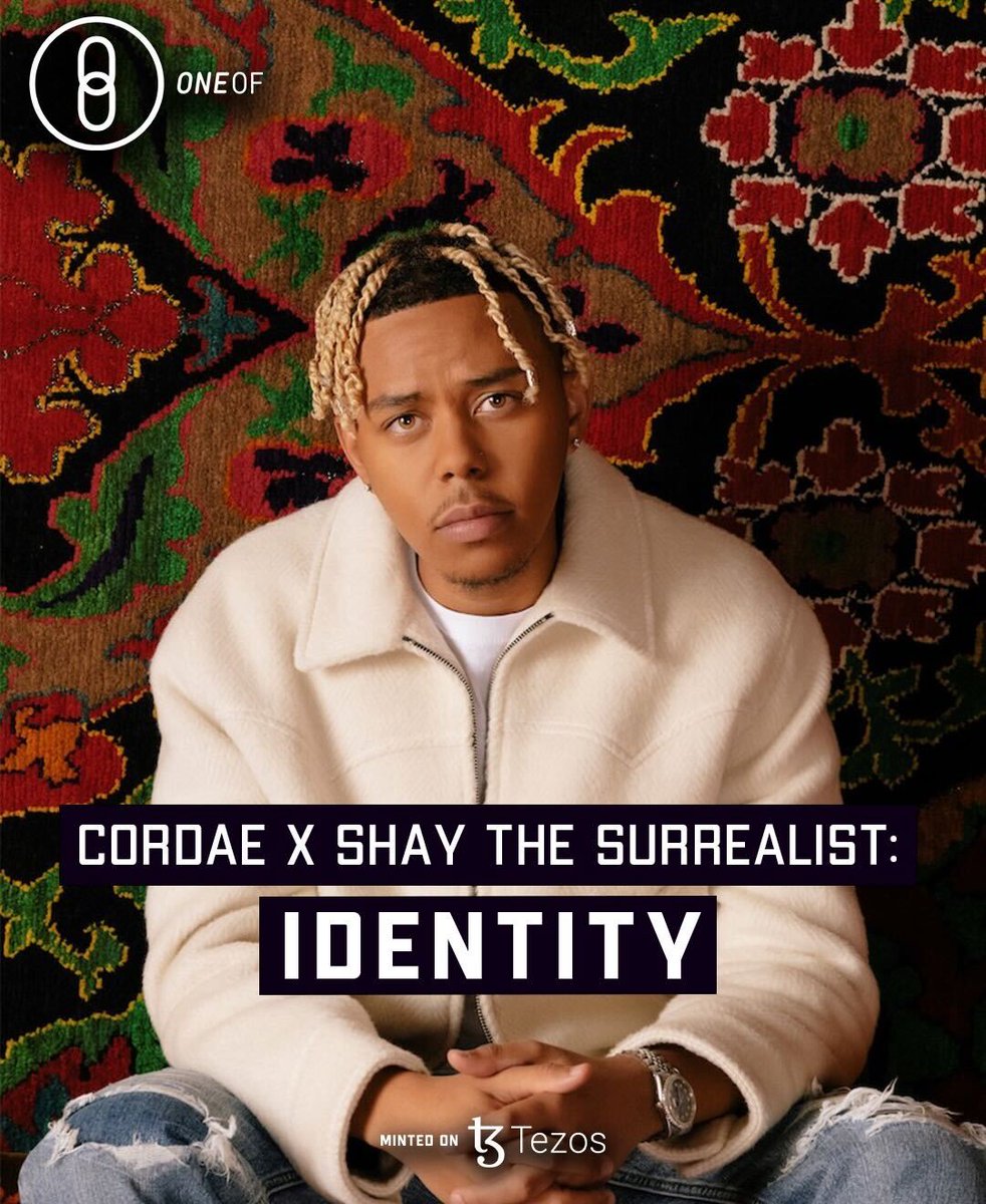 Coming in hot on your #ValentinesDay 🔥♥️ Cordae X Shay The Surrealist: IDENTITY Presale drops this Wednesday 2/16 @ 5PM ET/2PM PT 🦅 Hit the link in bio to sign up now 🔗 #BeOneOf #BuiltOnTezos
