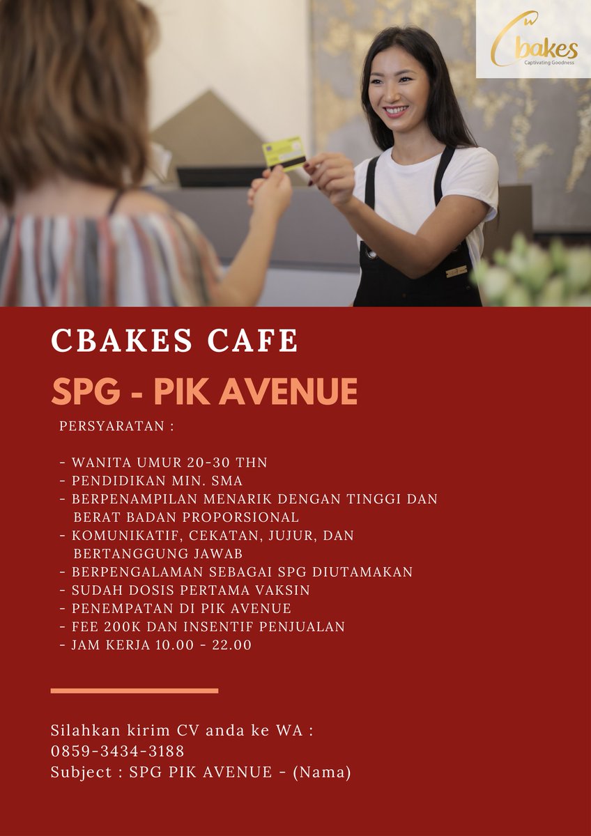 CareerKusuma's tweet photo. #LOKERJABODETABEK
#LOKERJAKARTA
#LOKERTANGERANG
#LOKERDOKTER
#LOKERBARISTA https://t.co/wrOa2GgvD8