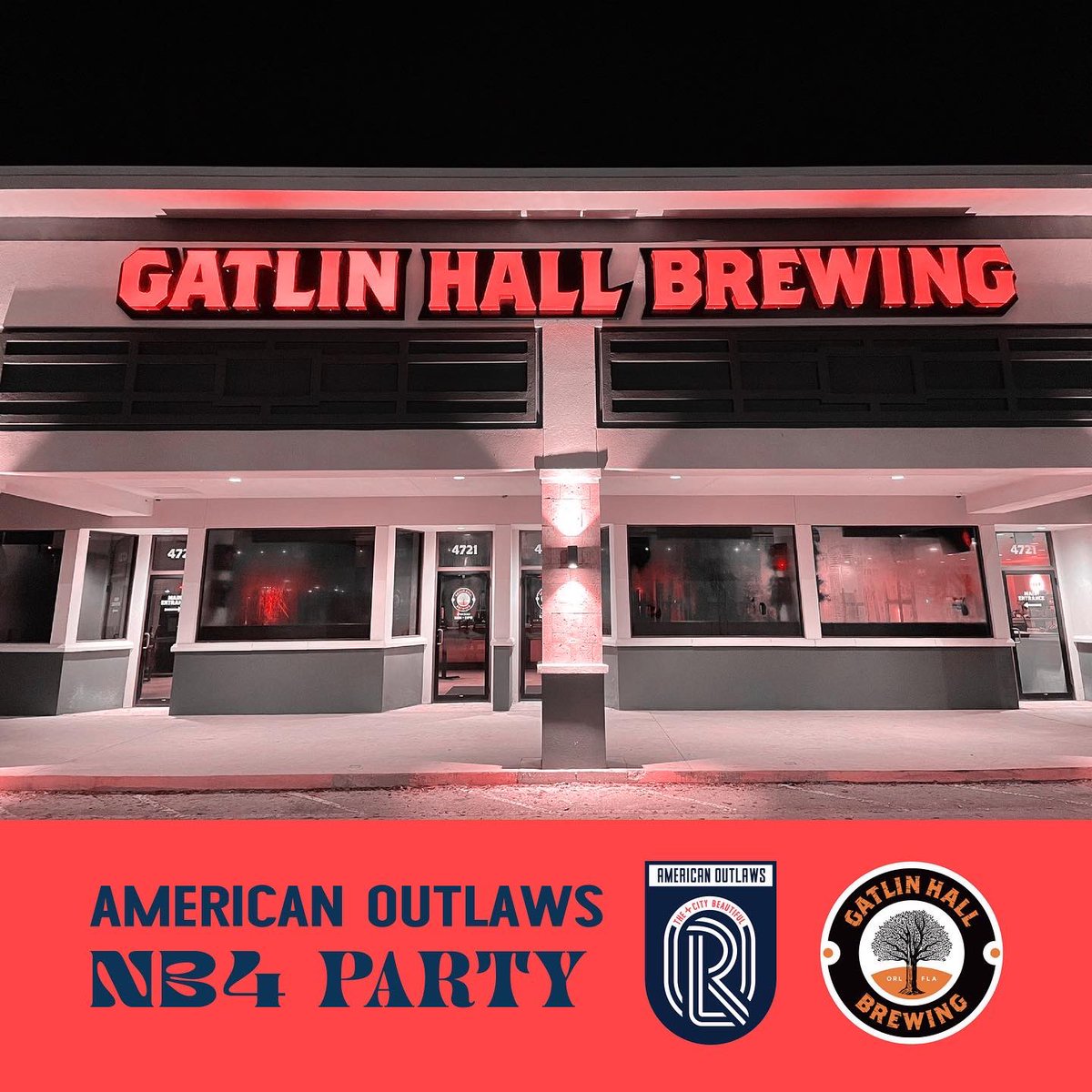 AO_ORL's tweet photo. Come join us &amp; @AmericanOutlaws on March 26th @gatlinhallbrew as we kick off our NB4 Party! 

AO signature brew “Until Death” will be available on tap and in custom designed cans to go! 

📍4721 S Orange Ave Orlando, FL 32806
⏰ 6:00 pm ET https://t.co/iYy4CAbEfg
