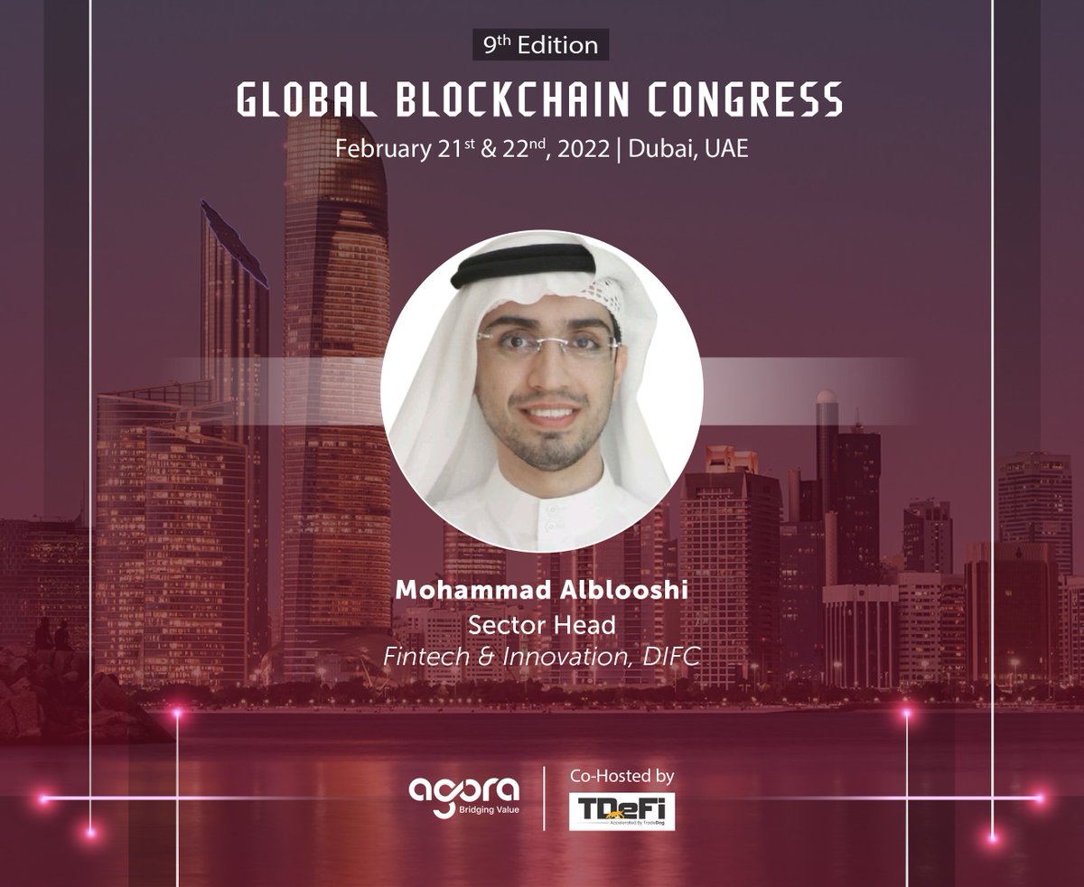 DIFC (@difc) on Twitter photo #DIFC is proud to have <a href="/MohdAlblooshi_/">Mohammad Alblooshi</a> speak at the 9th edition of <a href="/AgoraGBC/">The Global Blockchain Congress</a>. To join the panel discussion “Reality Check - With all the positive talks about Blockchain and Digital Assets adoption in Dubai" register here for the 21st & 22nd of Feb: bit.ly/9th-GBC #DIFC is proud to have <a href="/MohdAlblooshi_/">Mohammad Alblooshi</a> speak at the 9th edition of <a href="/AgoraGBC/">The Global Blockchain Congress</a>. To join the panel discussion “Reality Check - With all the positive talks about Blockchain and Digital Assets adoption in Dubai" register here for the 21st & 22nd of Feb: bit.ly/9th-GBC