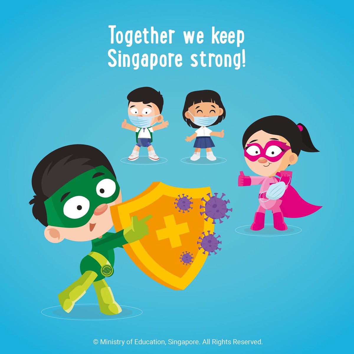 MOEsg's tweet image. The Total Defence theme “Together we keep Singapore strong” is more than a slogan. Hopefully, when our children look back on this period years from now, they will remember the moments of kindness and dedication demonstrated by so many Singaporeans. #WeAreTotalDefence #Soaper5