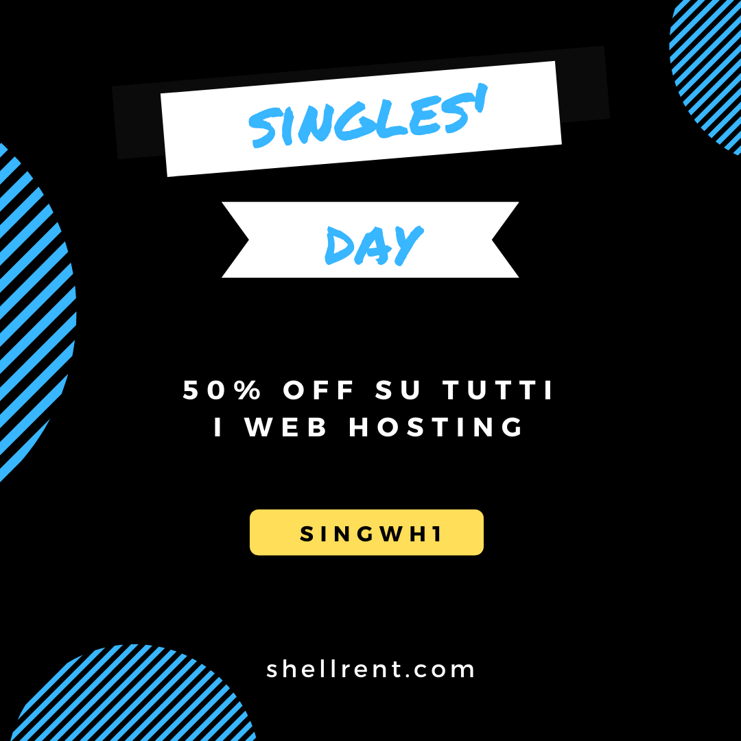 Shellrent's tweet image. Non ci siamo dimenticati dei single: solo per oggi 50% di sconto sui nostri #WebHosting con il codice SINGWH1 al checkout. Clicca qui: shellrent.com/hosting/linux/
Solo per oggi, valido in attivazione. 

#shellrent #promohosting #hosting