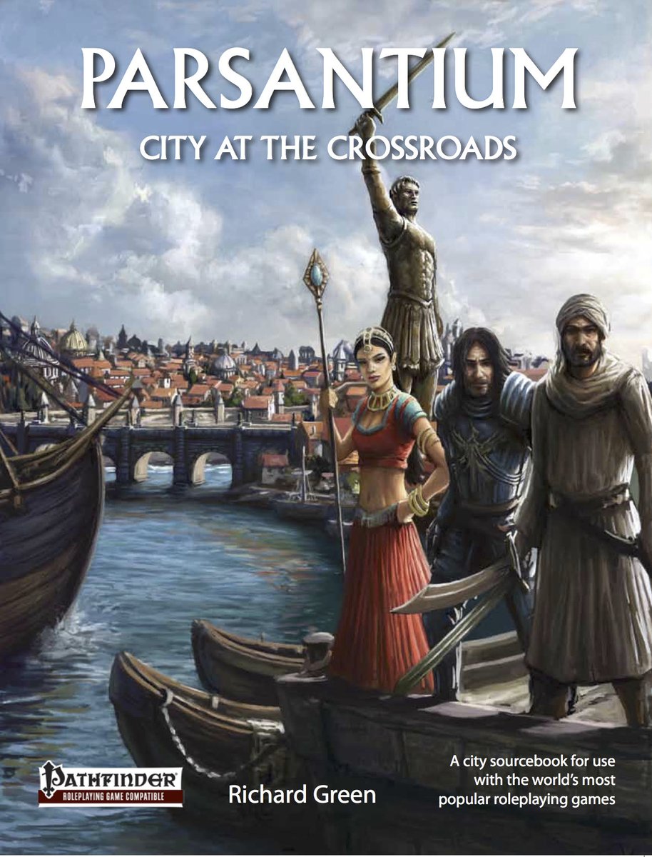 Happy 8th birthday to Parsantium: City at the Crossroads, my first &amp; biggest self-published #ttrpg project, a fantasy city for use with all editions of #dnd #pathfinder #13thAge 🎉😀