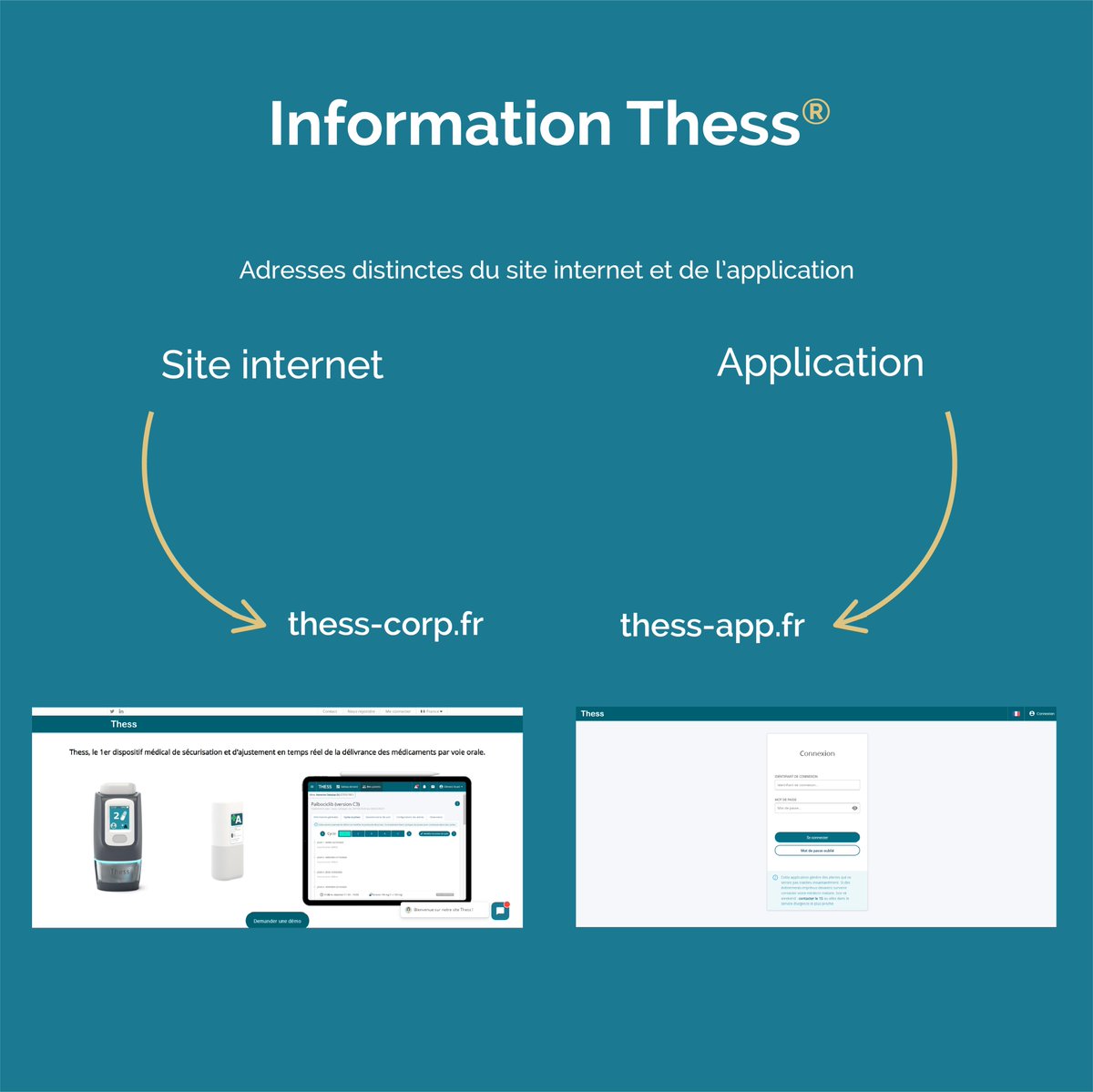 💡Pour informations, nous avons migré l'application Thess sur son propre URL (voir image ci-dessous) 
👉L'application Thess est désormais directement accessible via thess-app.fr