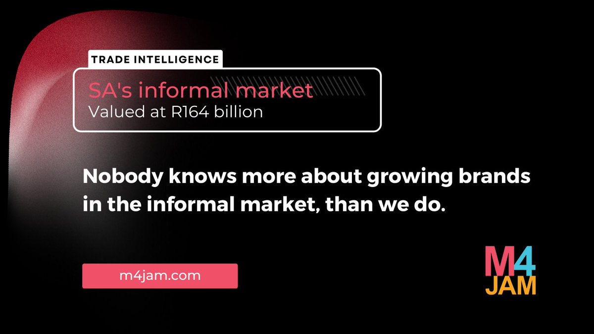 If there is anything you need to know about brand growth in SA's informal sector, we have the solutions. We connect business &amp; informal retailers to get brands into the hands of consumers.
#AccessInfomalMarket #InformalRouteToMarket #LastMetre #M4Jam #BrandGrowth #LastMetreFMCG