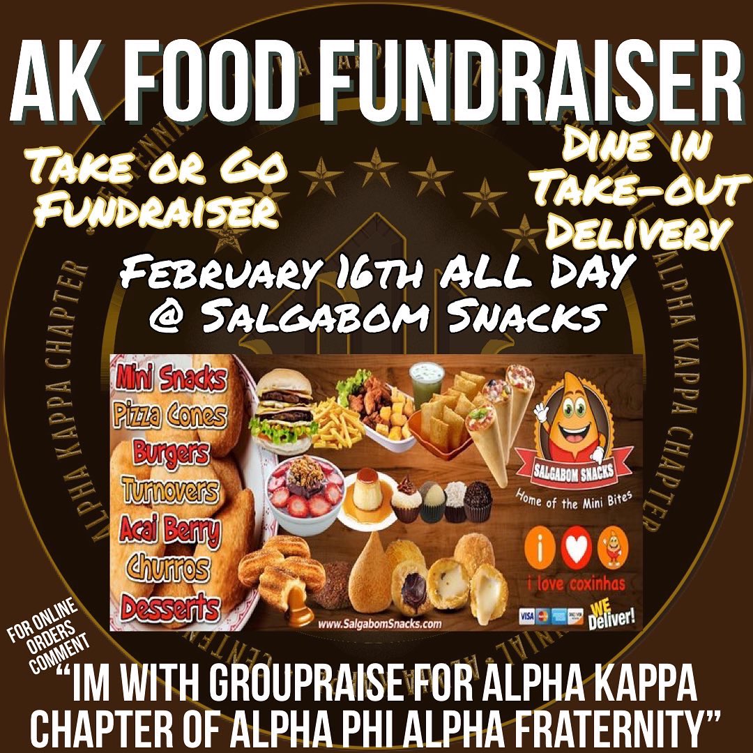 AlphaKappa1906's tweet photo. ALL OUR WORCESTER FRIENDS! This Wednesday we will be partnering with @SalgabomSnacks for a food fundraiser. Make sure to order for pickup or delivery and comment you’re with the alpha kappa chapter! You wont be disappointed 😋😋 #fundraiser #alphakappachapter #akgoescentury #ΑΦΑ https://t.co/Bi1RKITBf6
