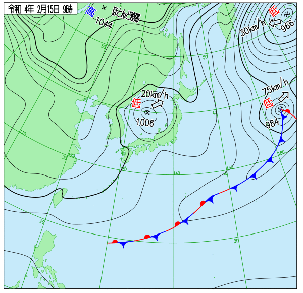 Winter_Monsoon's tweet photo. 【2月15日概況】1056hPaなう。西回りで上空500hPaの-40℃寒気団が日本海上空へ侵攻し、日本海で低気圧が発達し明瞭な雲渦が確認できる。地上付近には暖かく湿った空気が流れ込み、日本海側では大気の状態は非常に不安定。わが軍勢すなわち、発達した積乱雲による激しい気象をもたらすぞい！ https://t.co/Zj1eM25ym6