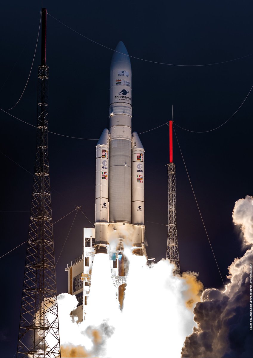 Chethan_Dash's tweet photo. The consortium had done the AIT for another Isro sat before this โ #GSAT30 โ which was launched into a GTO on Jan 17, 2020 from Kourou launch base, French Guiana by @Arianespace using the Ariane-5 VA-251. 4/n https://t.co/WgOrTimMZa