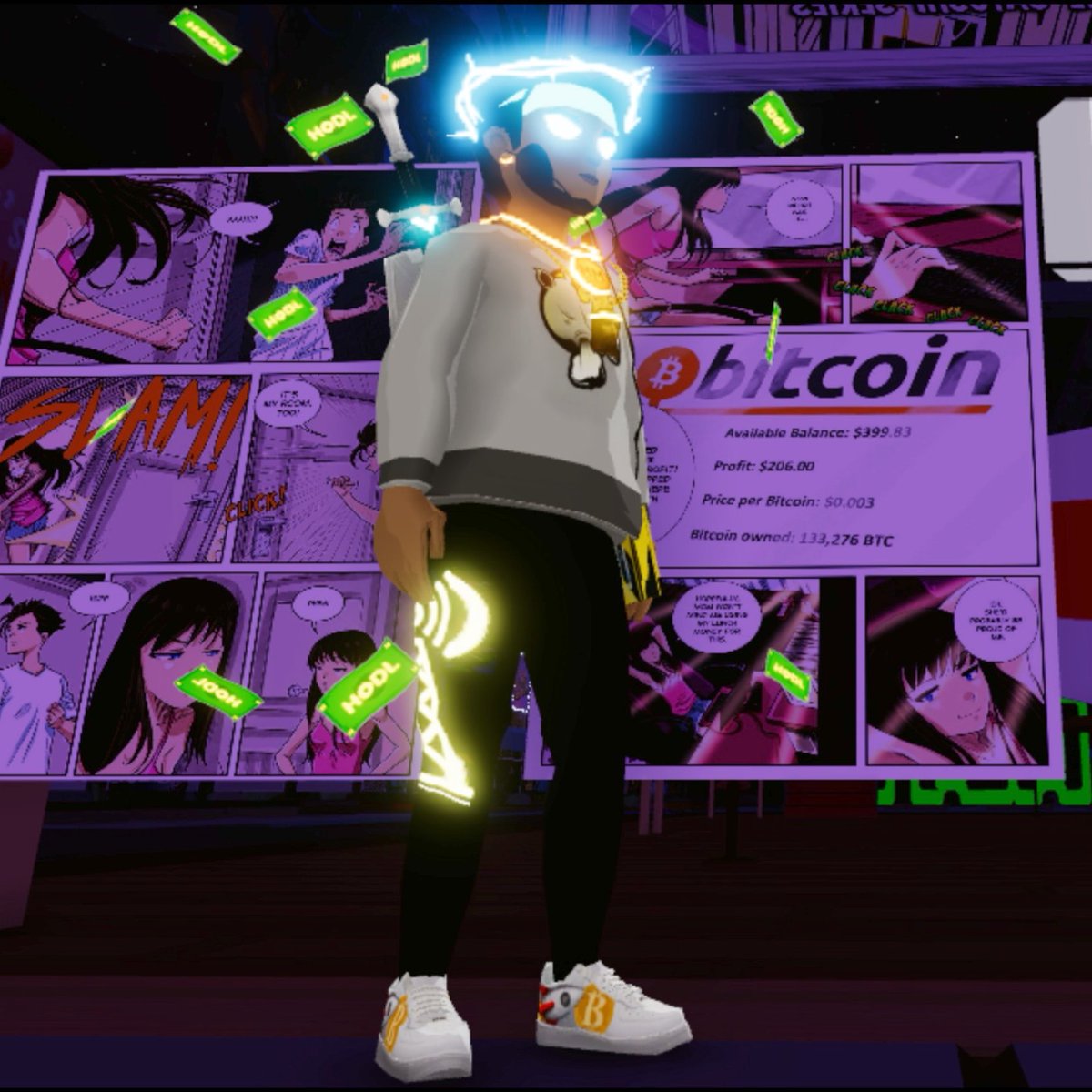 Breaking in my new "BitForce 1s" by <a href="/CaliforniaPlugg/">GOAT</a> around the #Metaverse 🙌🔥 

Big thanks to <a href="/SinfulMeatStick/">SinfulMeatStick.eth</a> for the gift! ❤️

#Decentraland #Wearables #NFTdrop #Blockchain #NFT #BTC