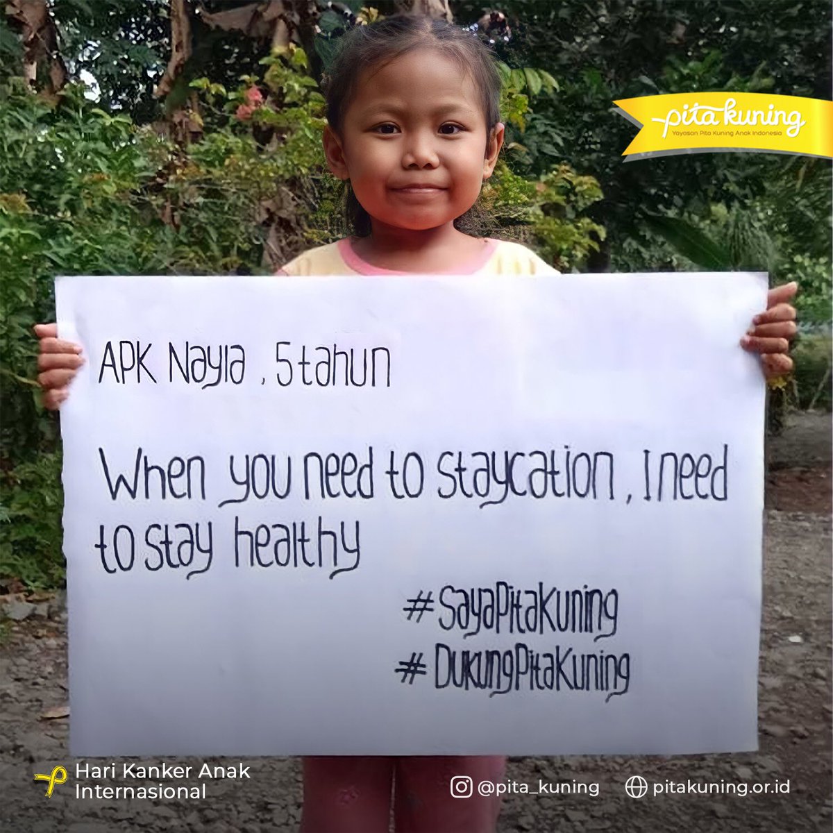 pitakuning's tweet photo. Peringatan Hari Kanker Anak Sedunia 💪 Anak-anak Pita Kuning membagikan ucapan dan semangatnya mereka, lho! https://t.co/MrOJRT85zu