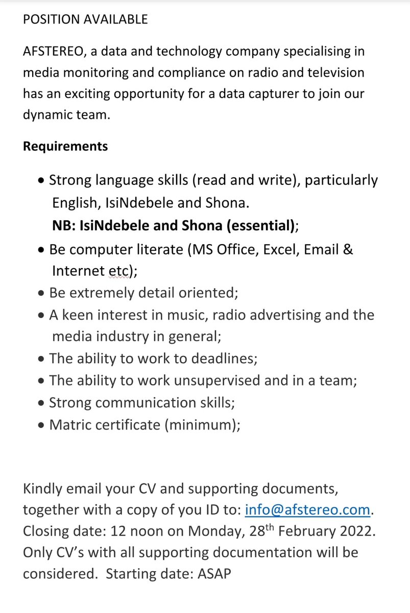 AFSTEREO's tweet photo. Position Available https://t.co/ZsA5Xf9pYR
