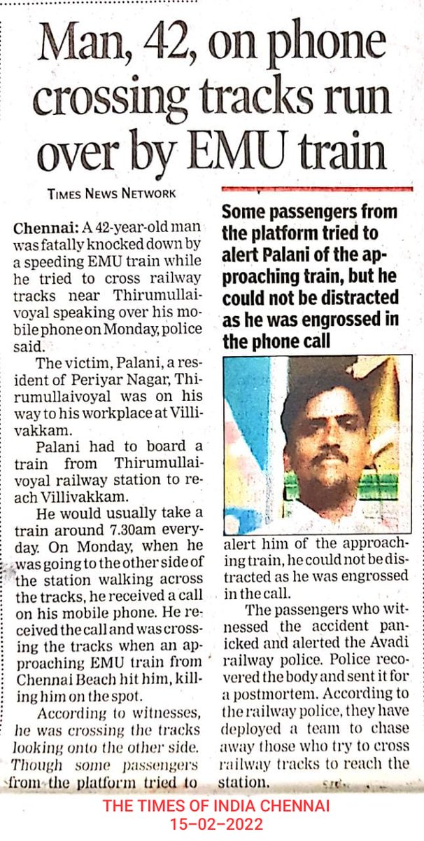 This is a completely avoidable tragedy. Please don't talk on mobile phones while moving close to the tracks. Even taking selfies and walking on the track are both punishable offences and pose a great danger to human safety. PLEASE AVOID DOING THEM! #IndianRailways #SafetyFirst