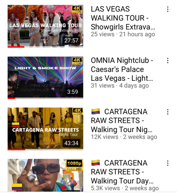 NEW Walking Tour Videos. Las Vegas, Cartagena Colombia. Watch on YouTube. Link here and in bio youtube.com/user/cainetast…… 
#youtube #walkingtour #lasvegas #fremont #vegasstrip #cartagena #colombia #tourist #girls #travel