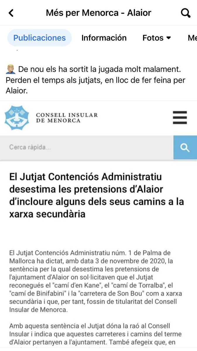 Algunos NUNCA defendieron lo intereses de su municipio y además criticaban a los que lo hacíamos. PSOE Alaior y Més Alaior deberían pedir disculpas a <a href="/JLBenejam/">José Luis Benejam</a> y <a href="/coiasu/">Coia Sugrañes</a>. En el <a href="/ppalaior/">Populars d’Alaior</a> primero van los intereses del municipio antes que el partido político. #vergonya #alaior