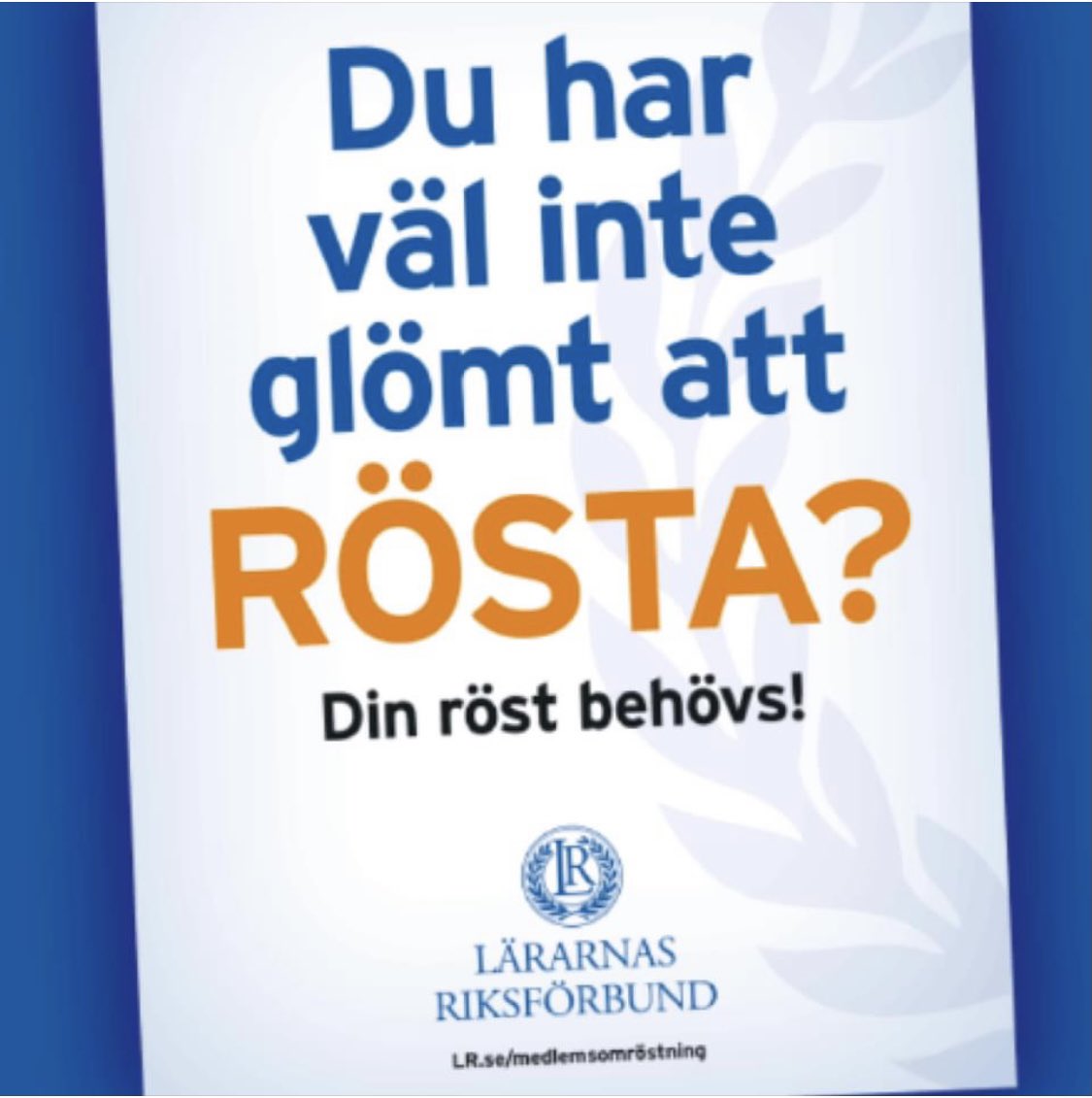 Medlem i @lararnas - rösta om din fackliga framtid! lr.se/medlemsomröstn… - sista chansen i dag 💥💥💥