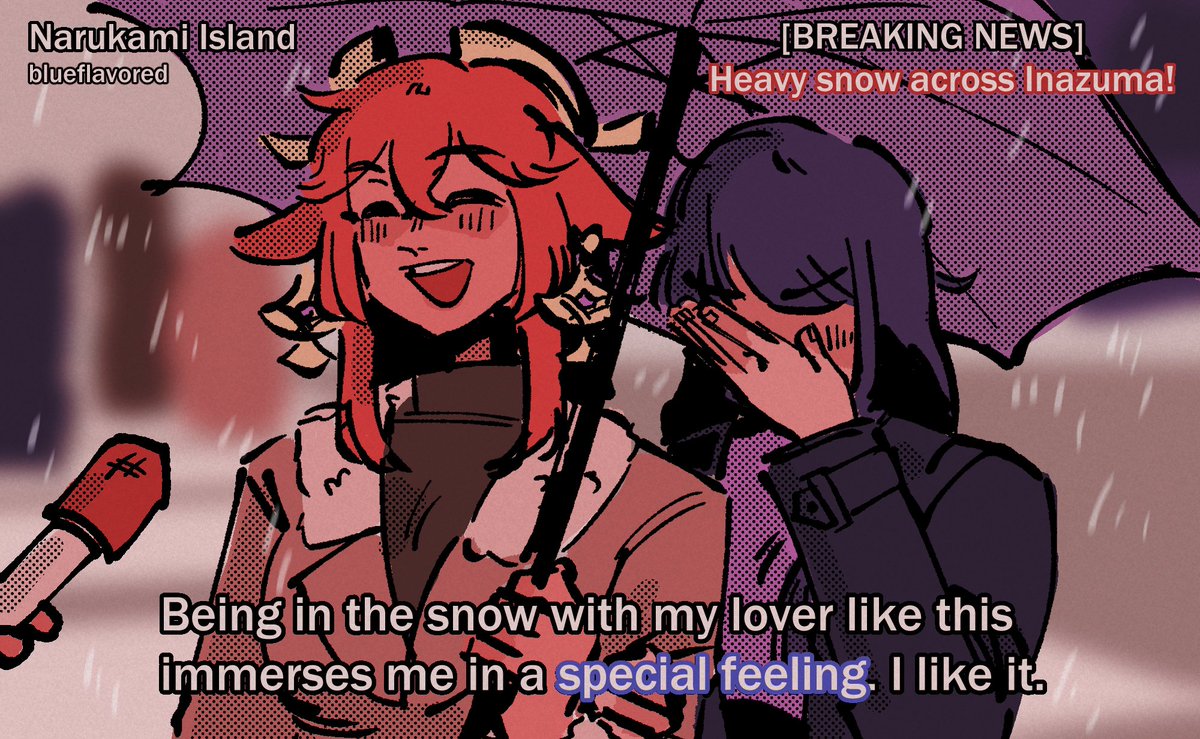 _blueflavored's tweet image. and now for the weather! we have yae guuji and the raiden shogun on camera, let's see what they have to say...

#eimiko #genshinimpact #原神