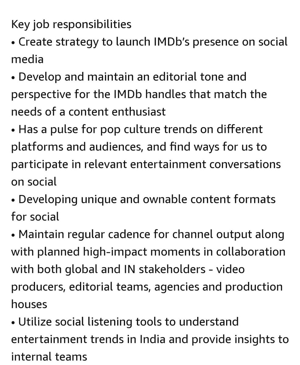 IMDb India is looking for a Social Content Manager. Come, join us in amplifying IMDb's voice in India. If you are obsessed with movies and social media, this one's for you. Interested candidates can write to akshaygm@imdb.com.