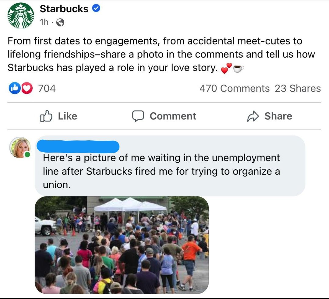mergedloki's tweet photo. @Starbucks God forbid little things like workers rights and treating people like human beings affect your profit in the slightest right? https://t.co/QLcAfj1Bzr