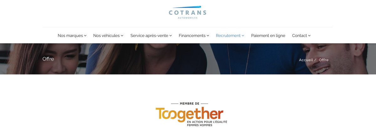 ToogetherFH's tweet photo. Toogether est fière quant ses entreprises membres proclament leur engagement !

Bravo à Cotrans Automobiles et à sa DRH Solène REDOR pour leur implication sociétale en faveur de l'égalité femmes hommes. https://t.co/SClid0QDcg