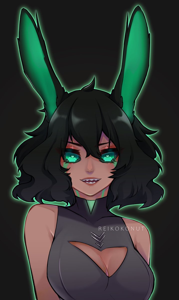 NulllBunny's tweet photo. Short hair Nulll! 

🎨: @reikokonuttt  <— Should totally go check her out! 💚
#nulllart https://t.co/2dOoVYNw8k
