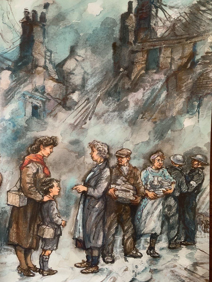 ShirleyHughes_'s tweet image. Lions stood for being brave. Everybody had to be brave in wartime, not only soldiers but other people too. Children even. 

Lenny joined a crowd of other children at the railway station. He knew he was supposed to be brave.