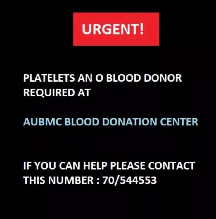 AliKaraki91's tweet photo. Retweet Please 
It doesn’t matter what your your blood type is for the Platelets https://t.co/O70GbFSOHk