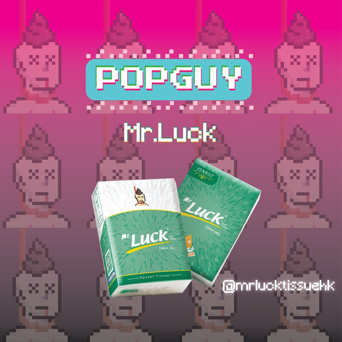 popguyclub's tweet photo. More and more news is coming!!🎉
Mr.Luck @mrlucktissuehk x POP Guy🔥. POP Guy is going to be printed on the package of Mr.Luck @mrlucktissuehk! Everyone will meet us later on the street!

What a POP

Crossover with brands is a milestone for us! 

#nft #popguy #nfts #NFTCommumity https://t.co/IM3qgiNohs