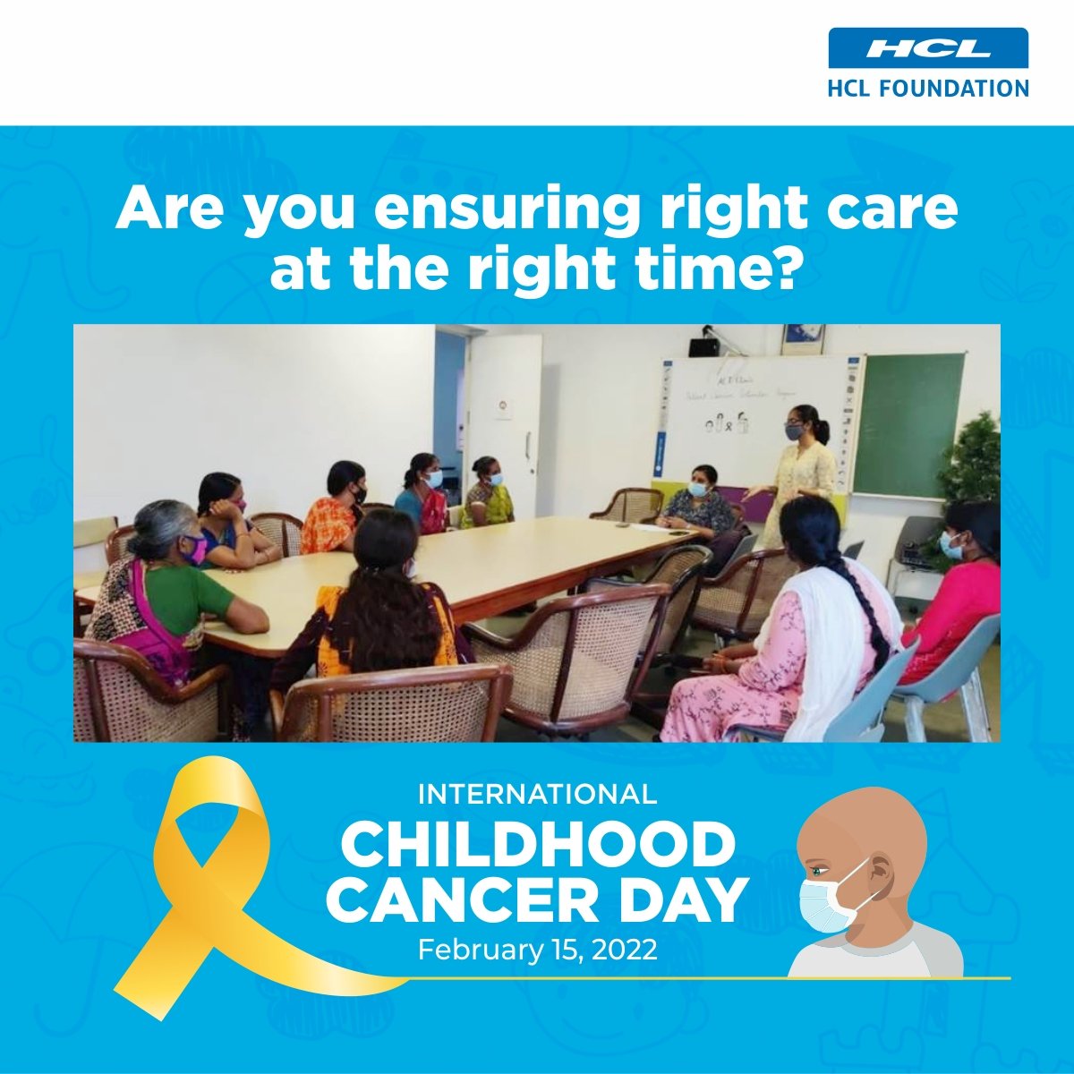 HCL_Foundation's tweet photo. On International Childhood Cancer Day, make sure children across the world, diagnosed with cancer, have a chance at ‘Better Survival’ #throughyourhands.
#ICCD #BetterSurvivalIsAchievable #RightCareAtTheRightTime https://t.co/KskCJKYiA7